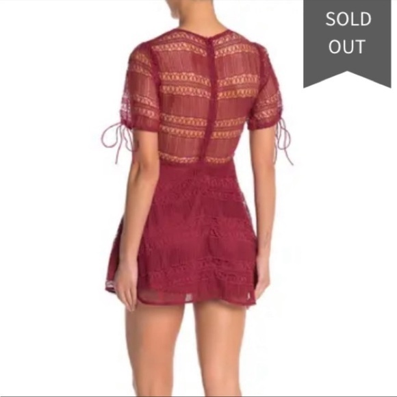 Tularosa Deep Red Eden Lace Fit & Flare Dress Size Small - Picture 7 of 13